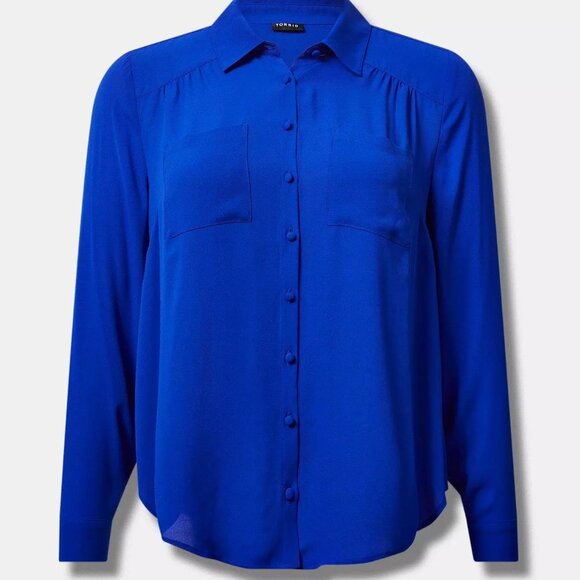 Torrid Madison Georgette Button-Up Long Sleeve Shirt 3X - Picture 3 of 16